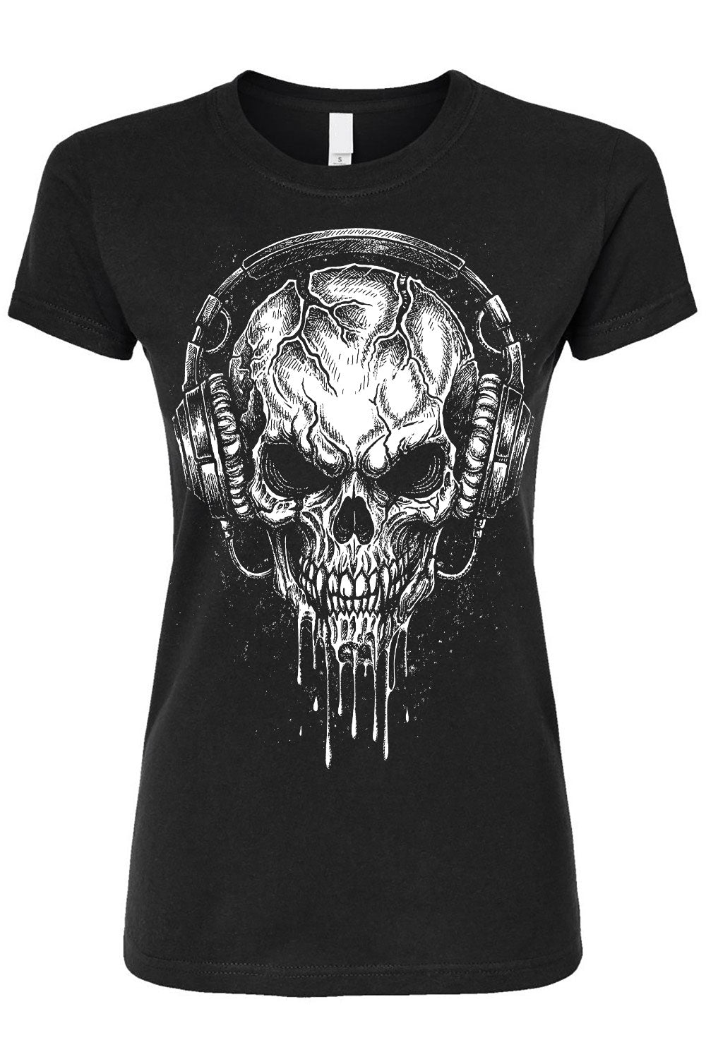 skull wearing headphones graphic shirt