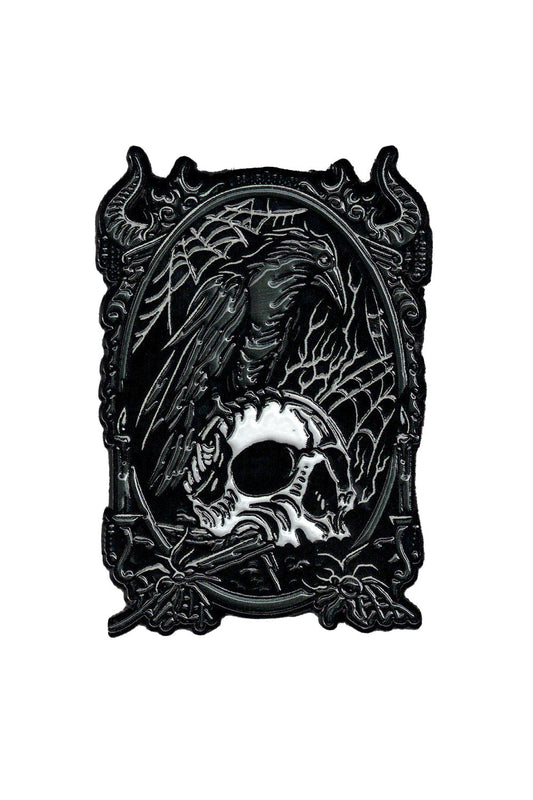 gothic raven enamel pin