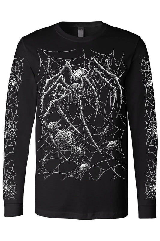 gothic long sleeve spiderweb sleeve tshirt