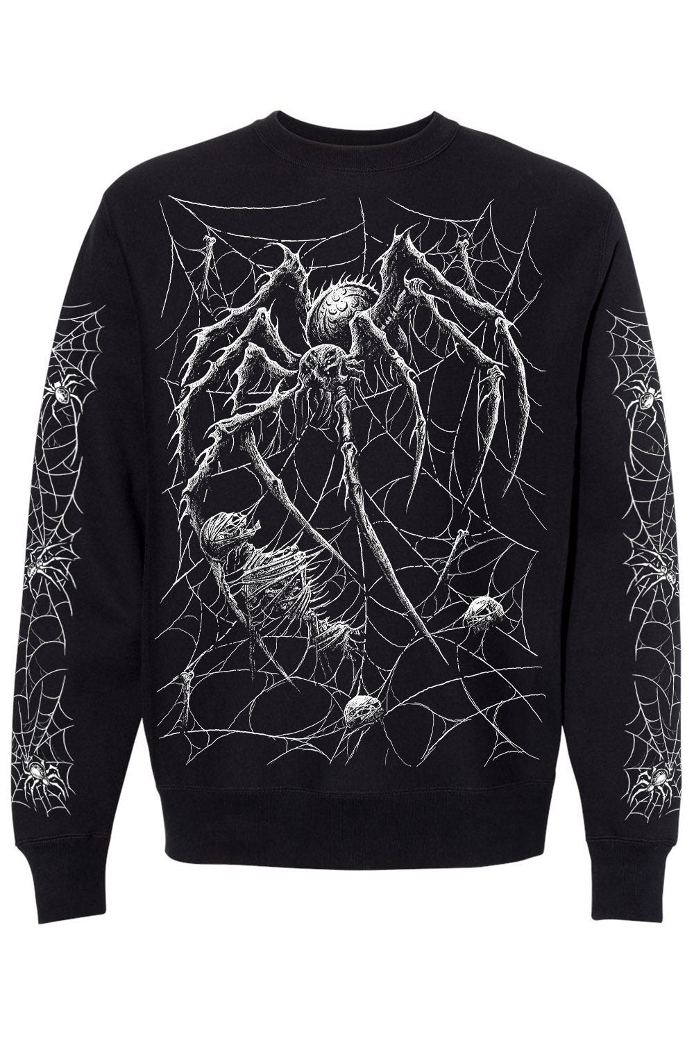 scary horror spider sweatshirt with spiderweb sleeves