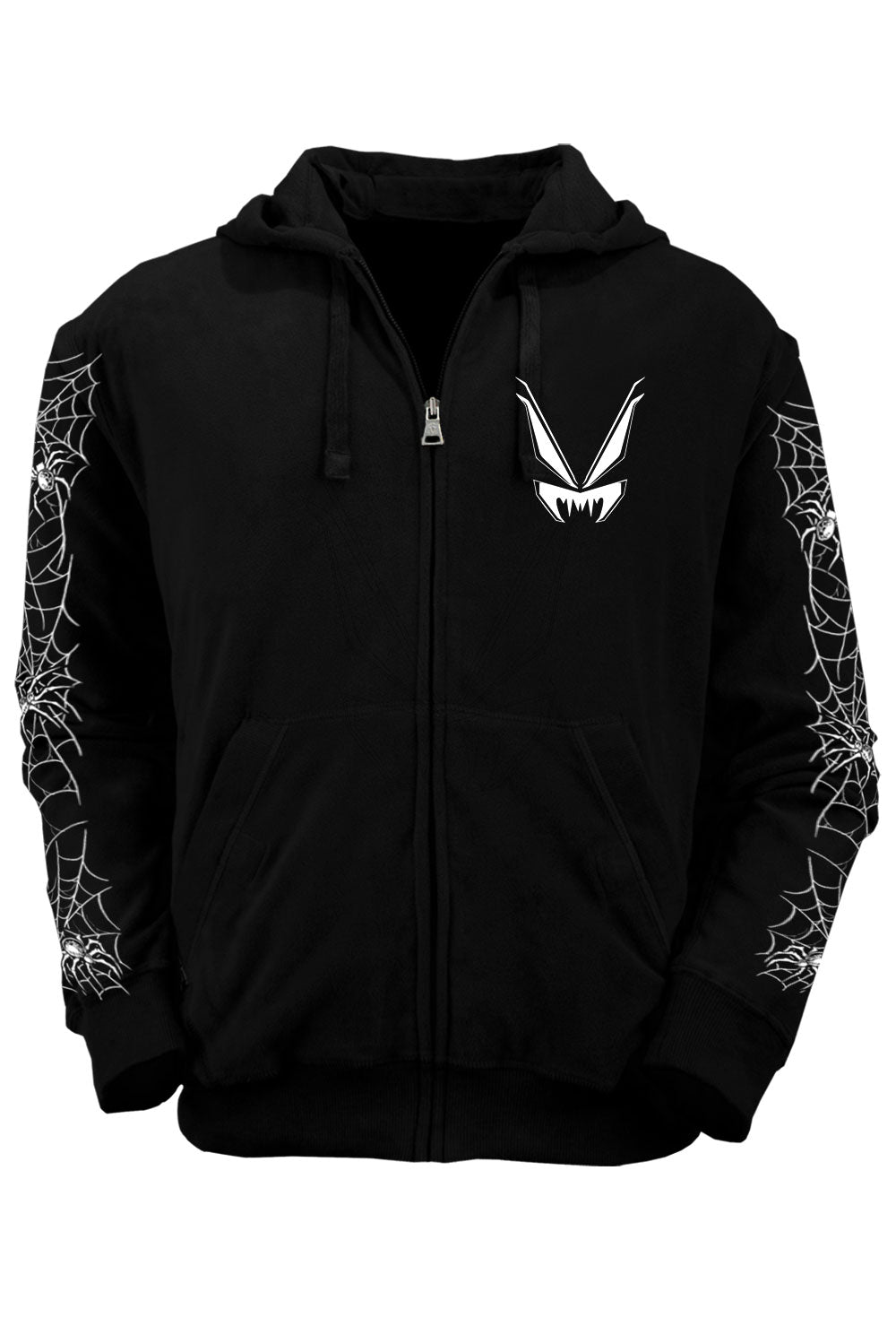 mens black gothic spiderweb hoodie