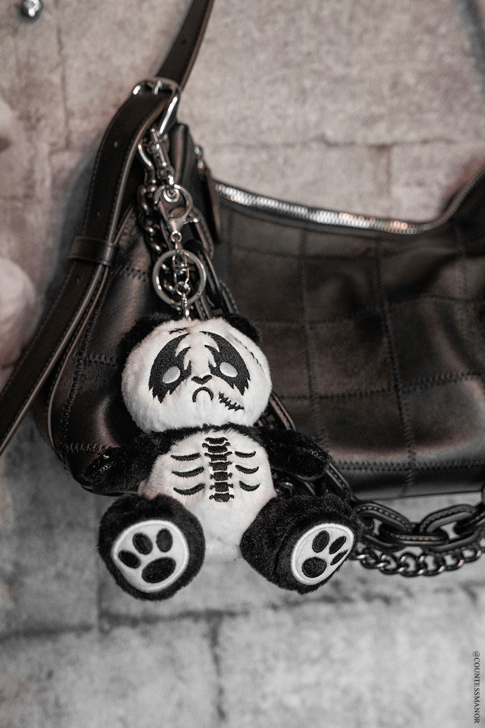 heavy metal panda bear keychain plush