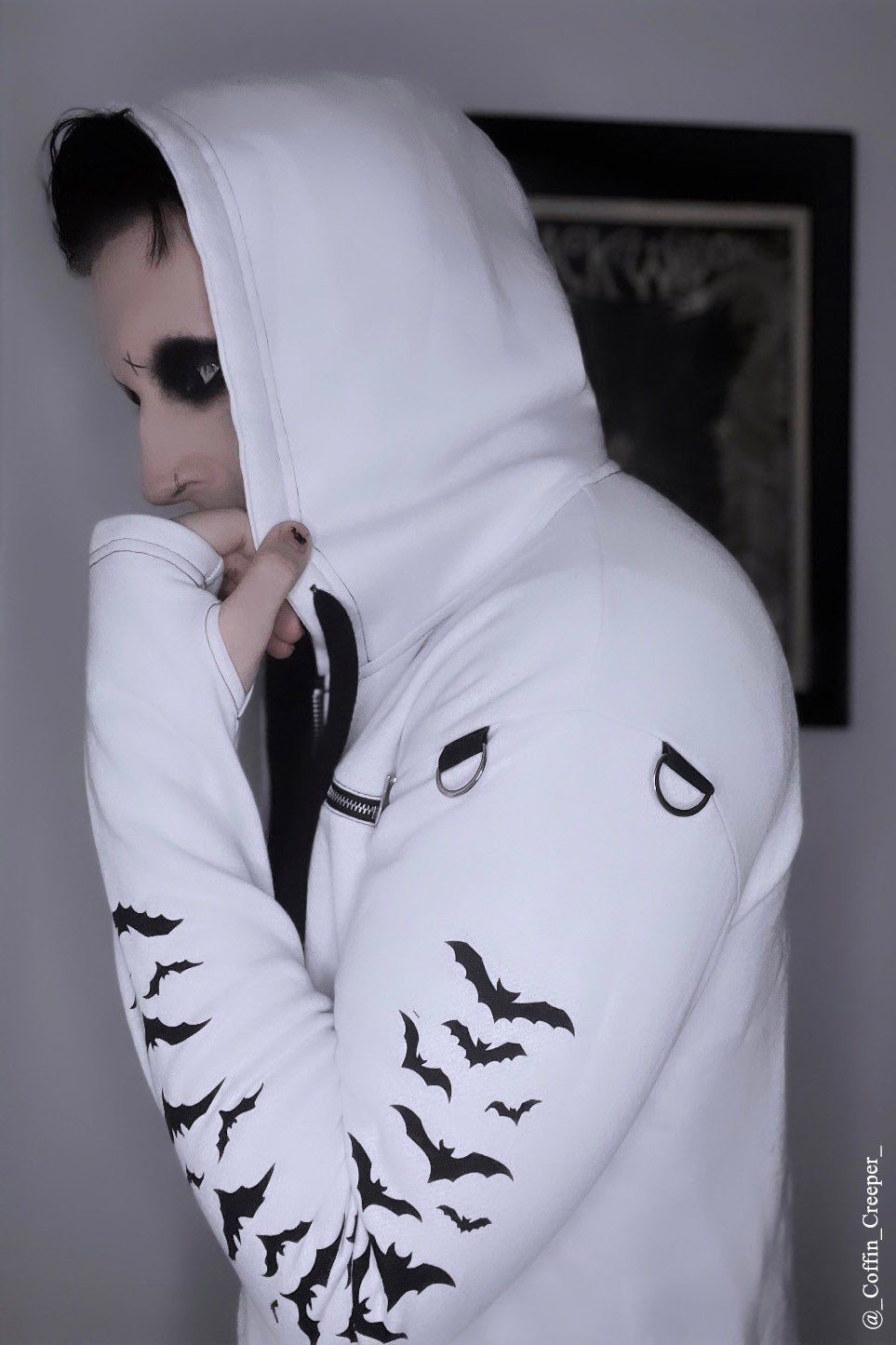 mens gothic hoodie with bat sleeves