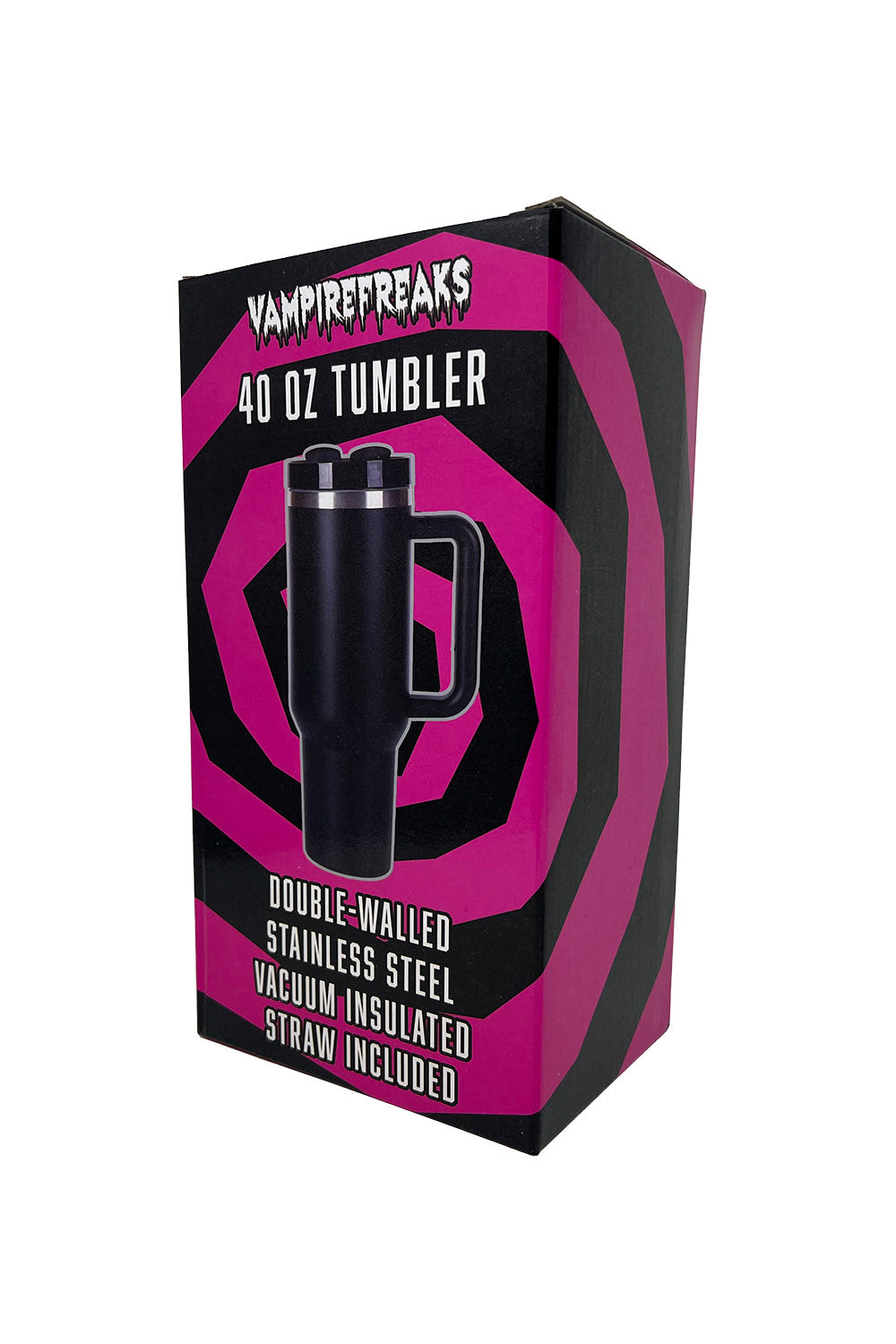 gift box for a 40 oz large emo white and black vampire bat stainless steel travel cup