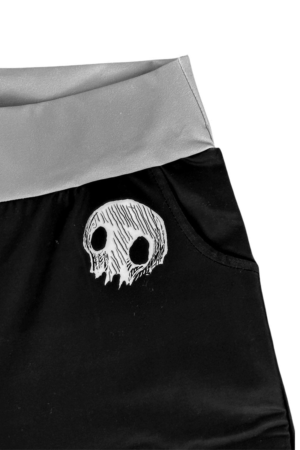 womens skull black and grey striped flared pants