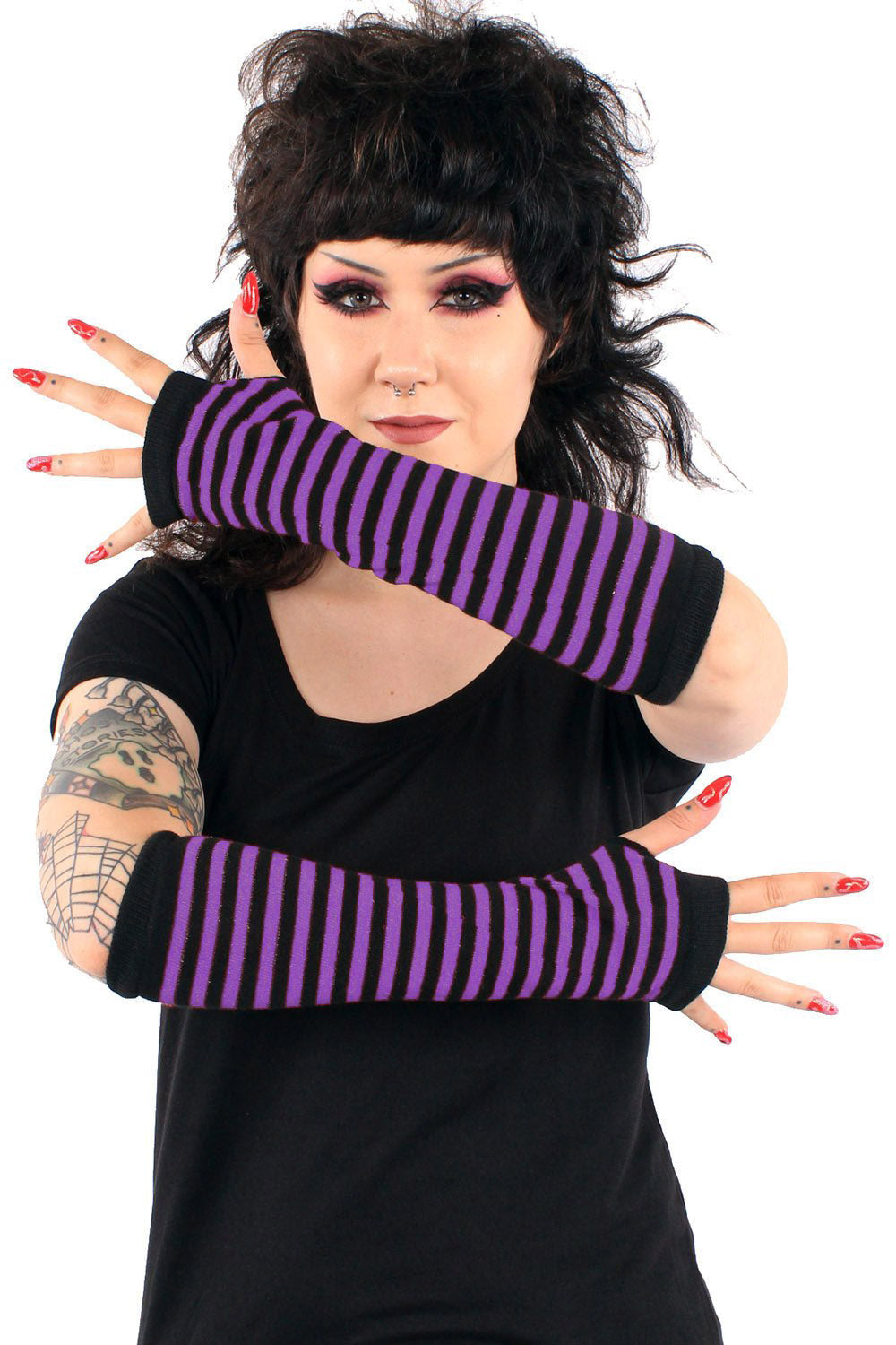 Emo Striped Arm Warmers [Multiple Colors Available]