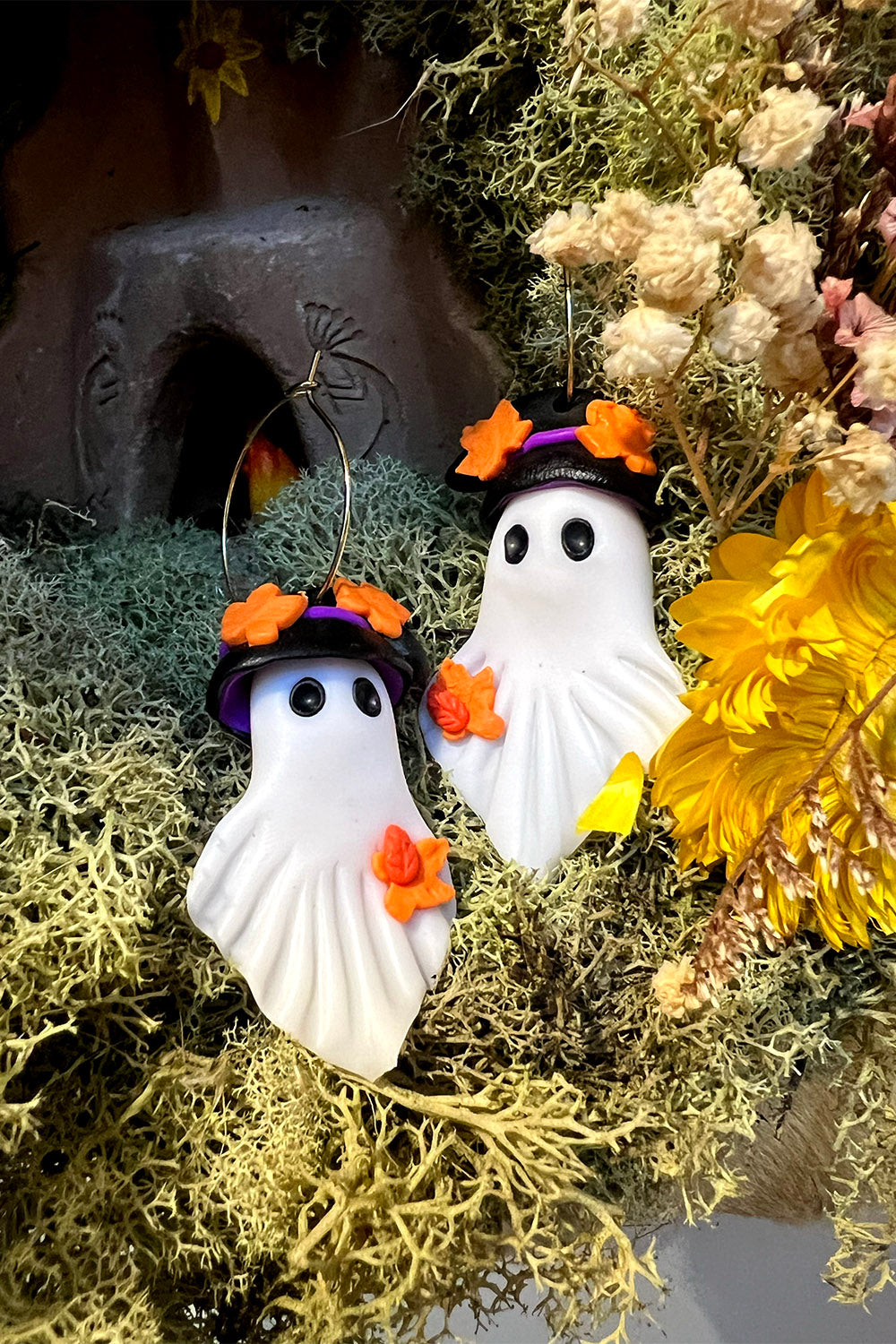 black witch hat 3d earrings