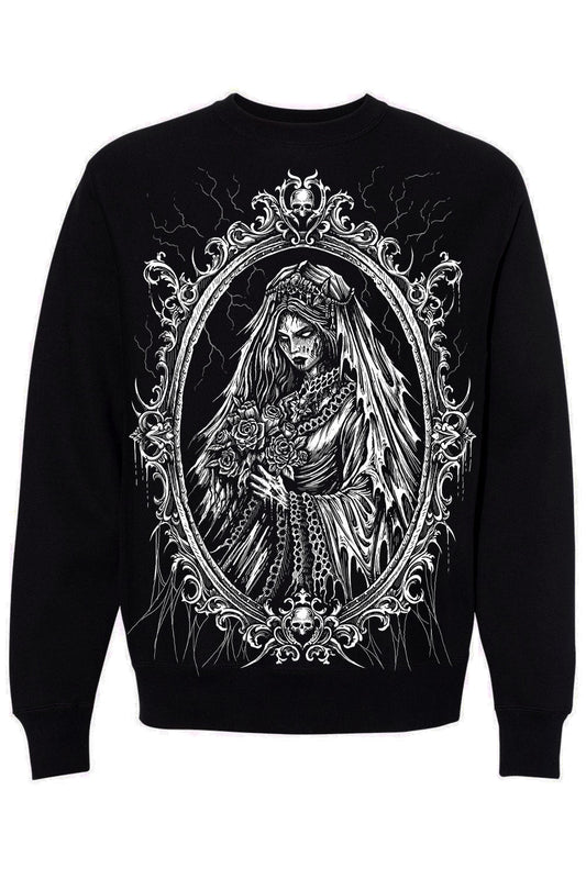 black cotton blended gothic haunted mansion bride sweater