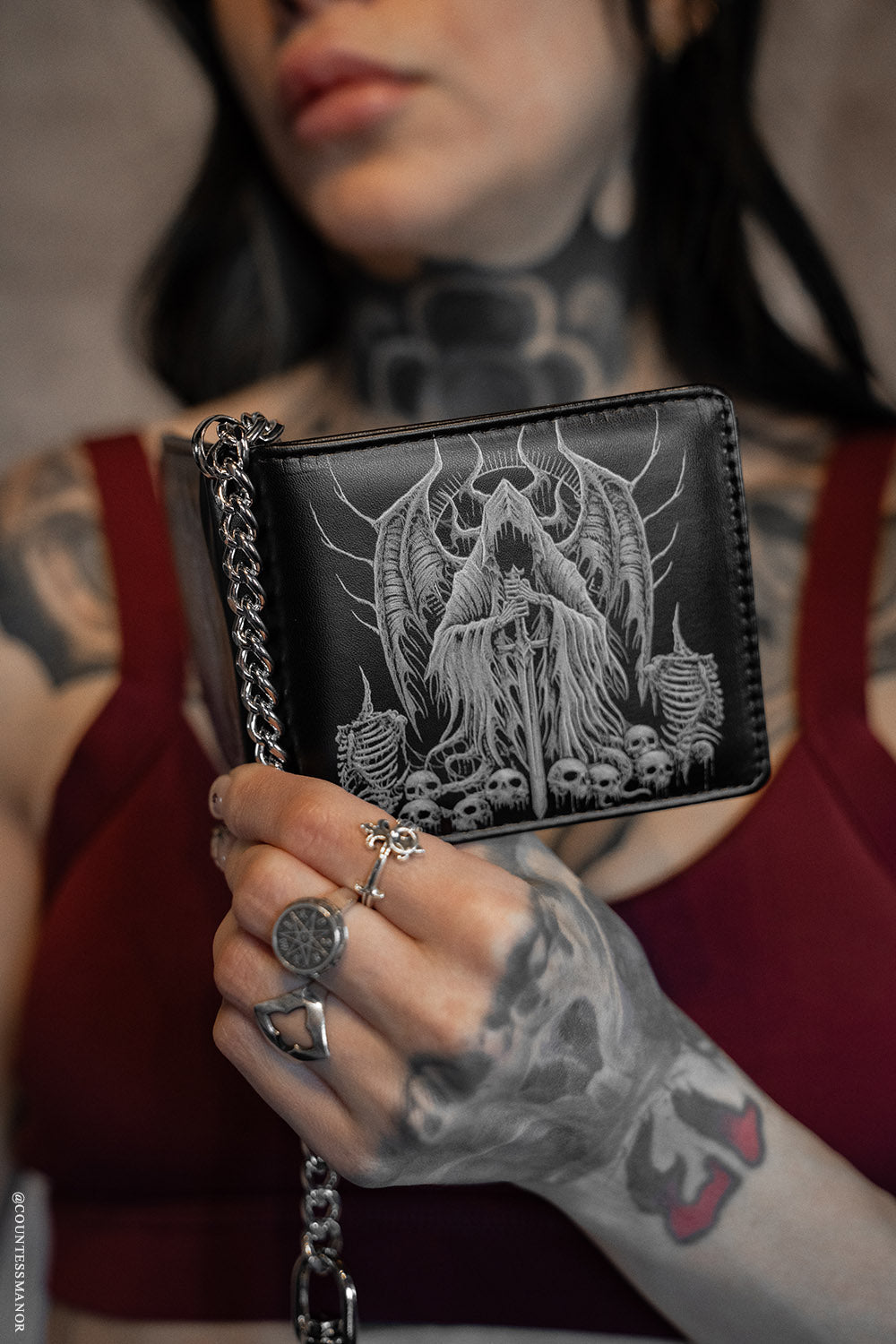 heavy metal bifold chain wallet 