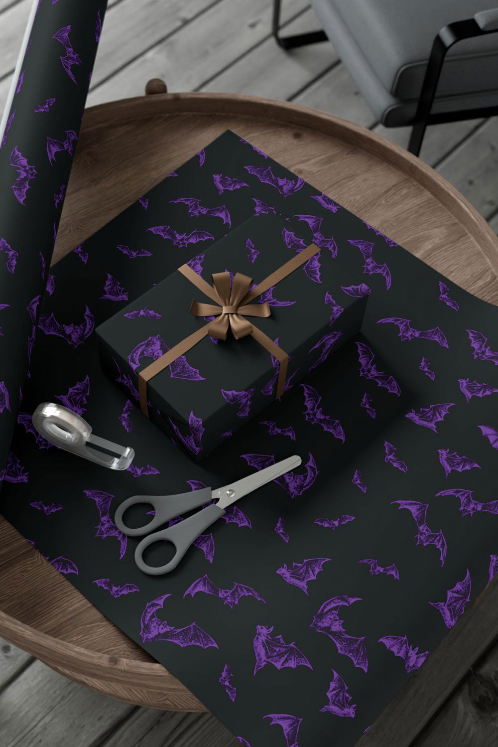 emo bat pattern wrapping paper for gift giving and presents 