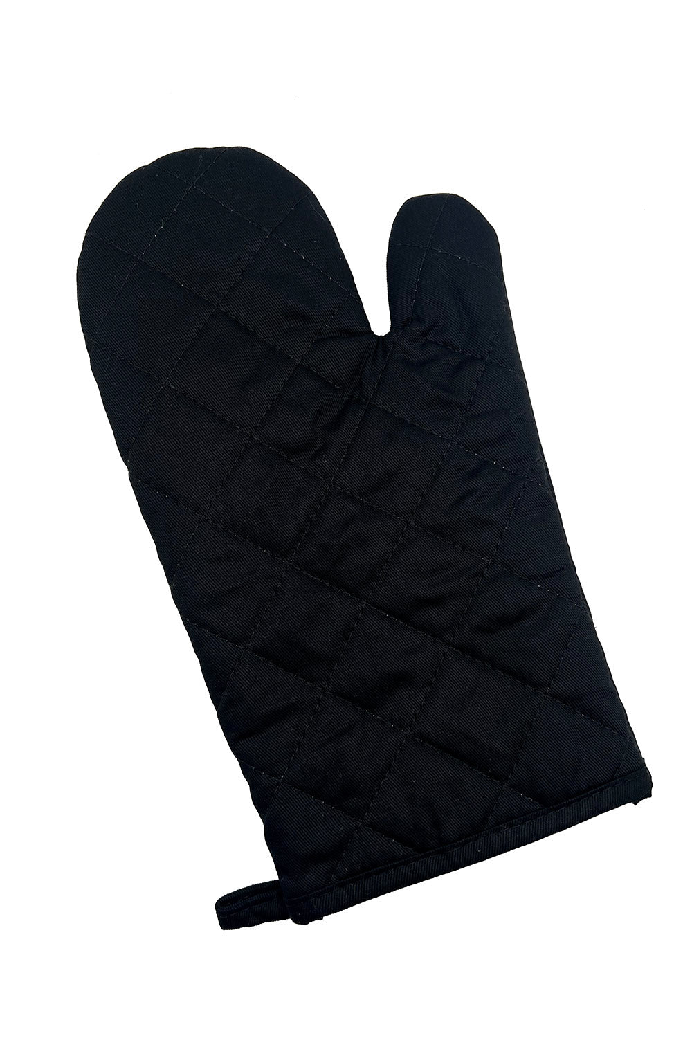 black quilted oven mitt