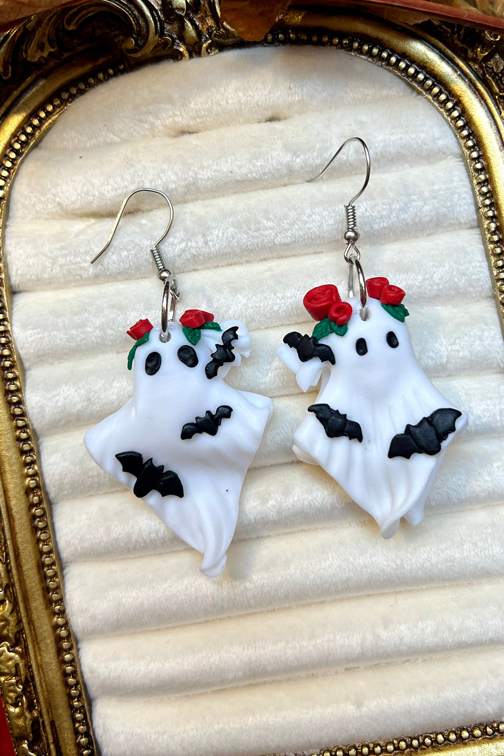 drop down dangle gothic ghost earrings