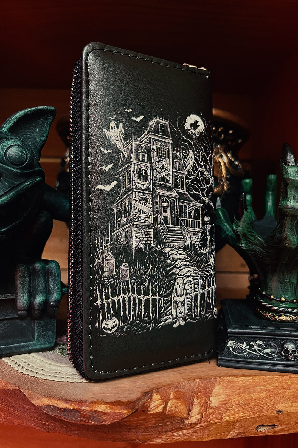 halloween haunted mansion gothic wallet for women