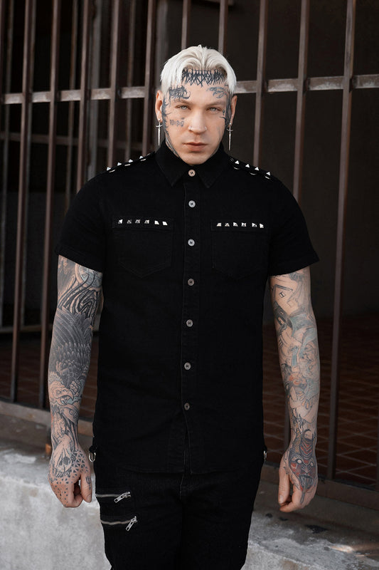mens studded punk shirt