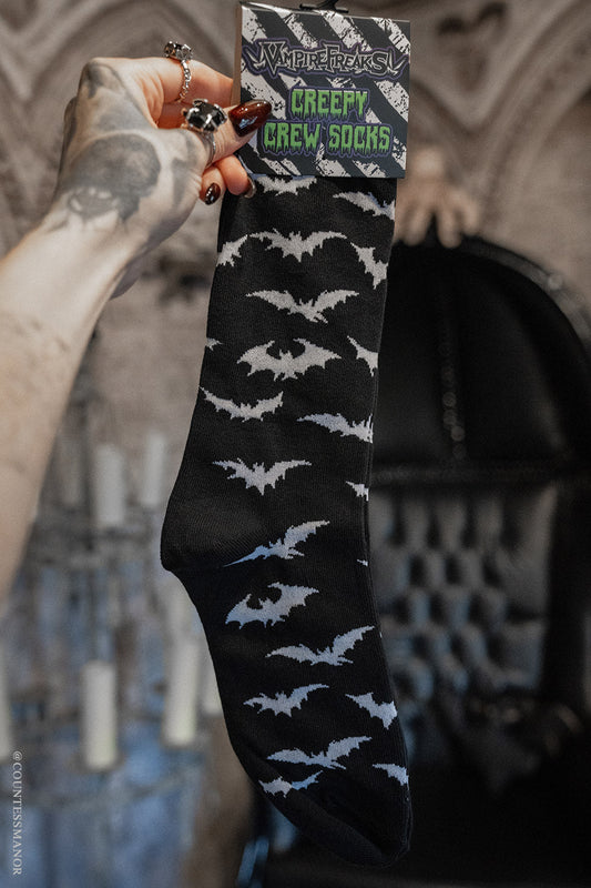 grunge gothic bat crew socks