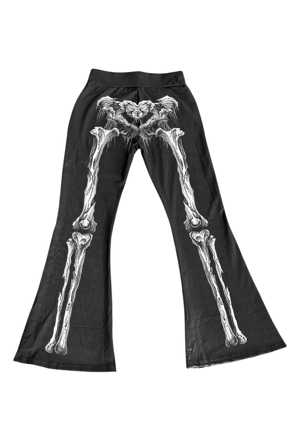 spooky emo skeleton bone printed graphic leggings
