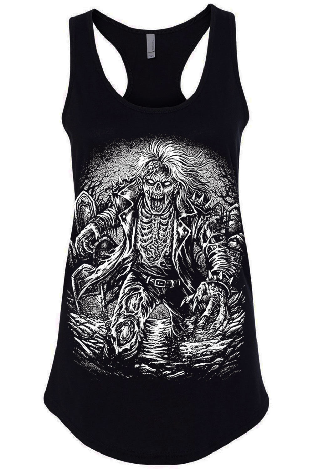 cotton blend tank top with zombie print 