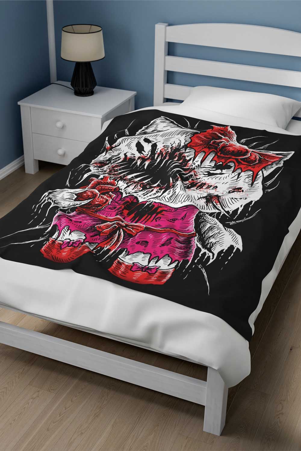 gothic kawaii kitty cat throw blanket