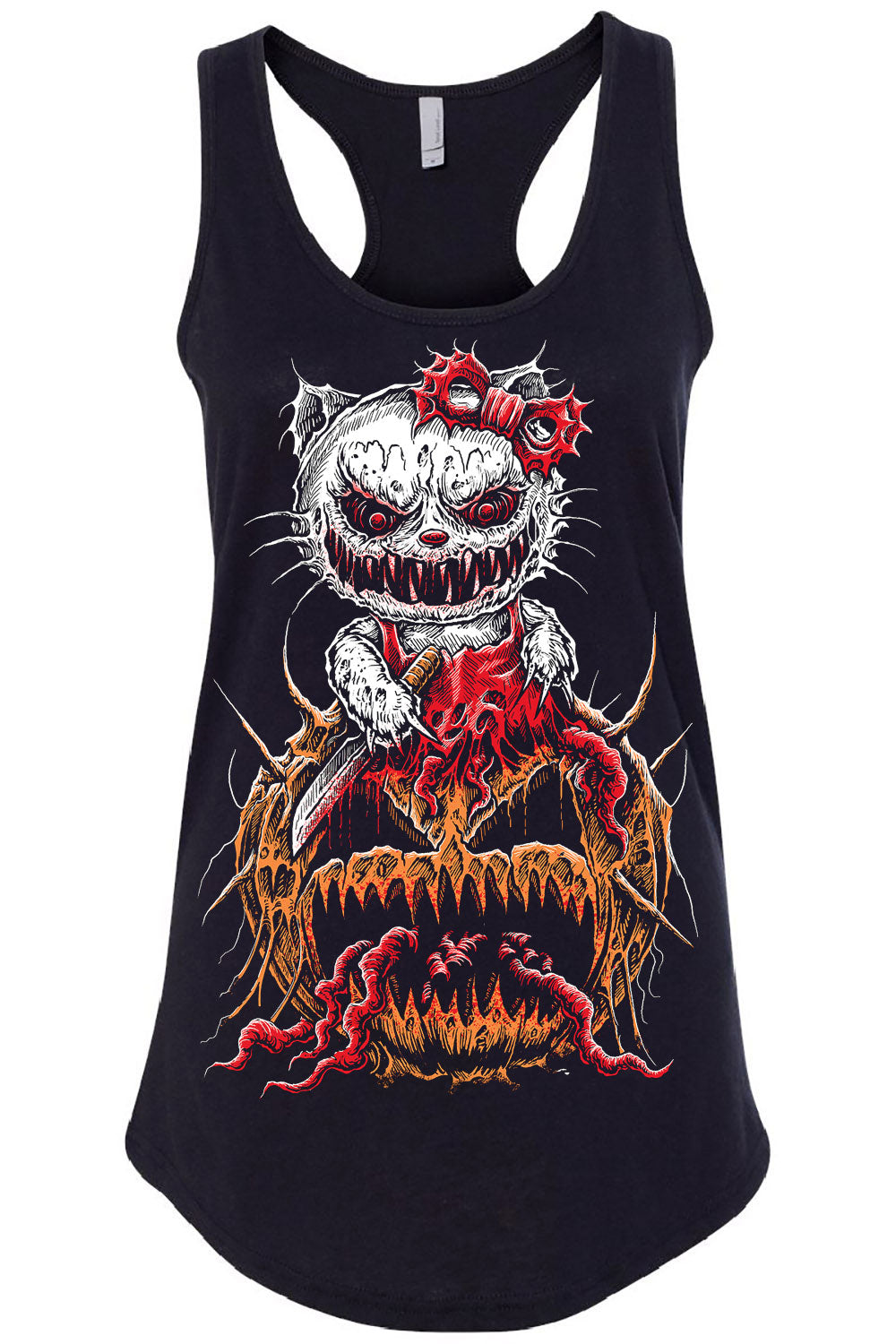 scary cute cat pumpkin tank top