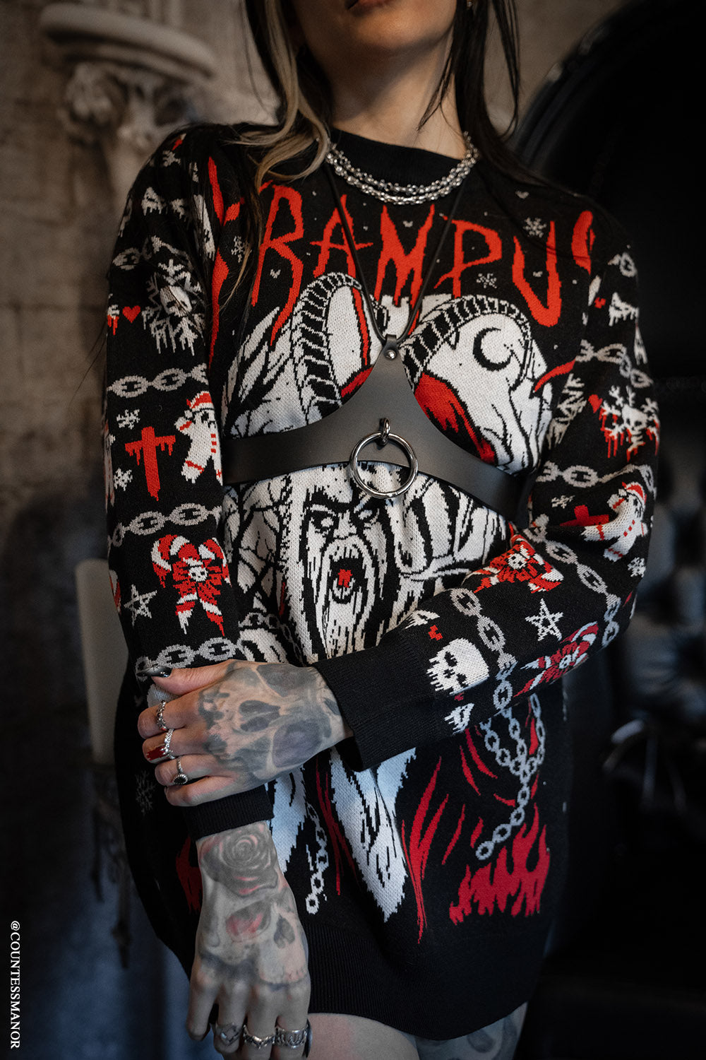 heavy metal krampus xmas sweater