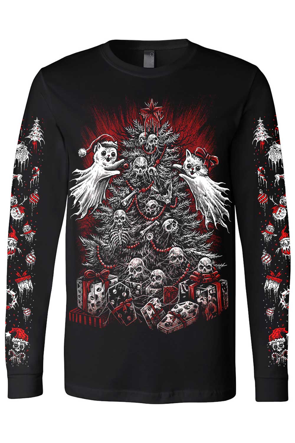 long sleeve xmas creepy tree t-shirt 