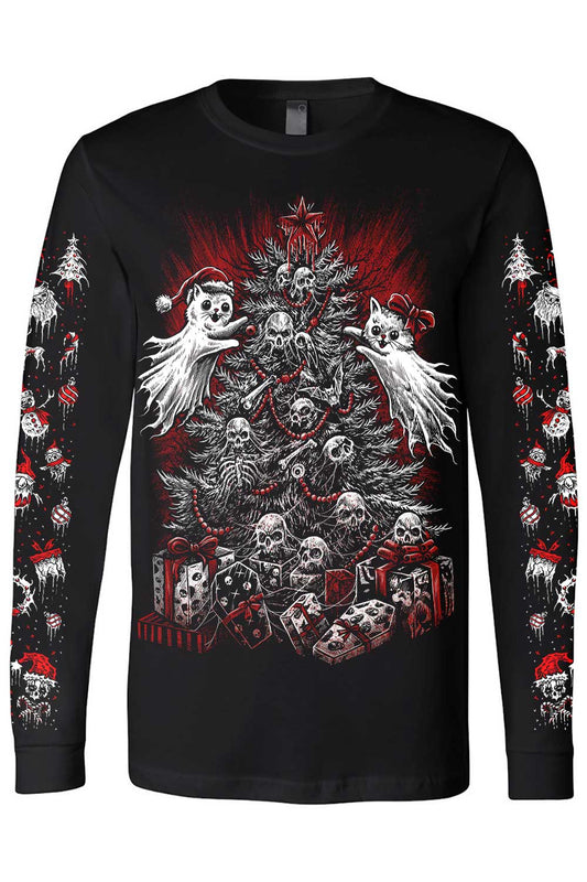 long sleeve xmas creepy tree t-shirt 