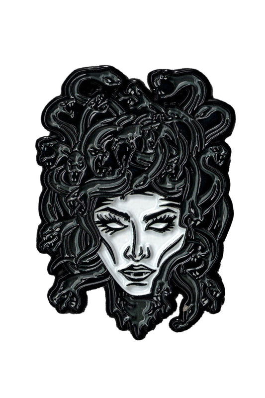 engraved medusa pin