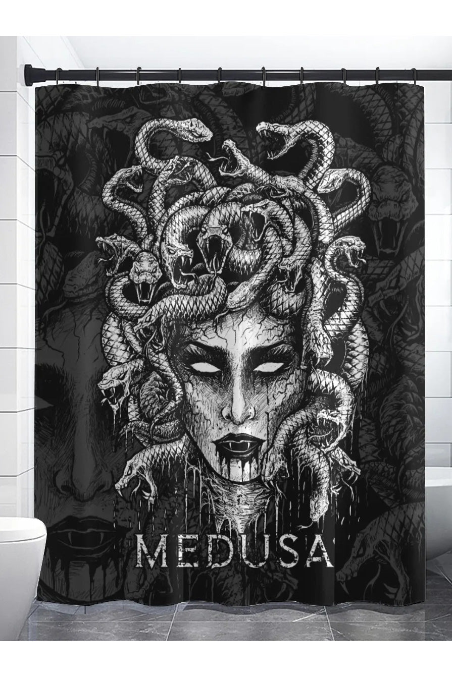 spooky medusa shower curtain