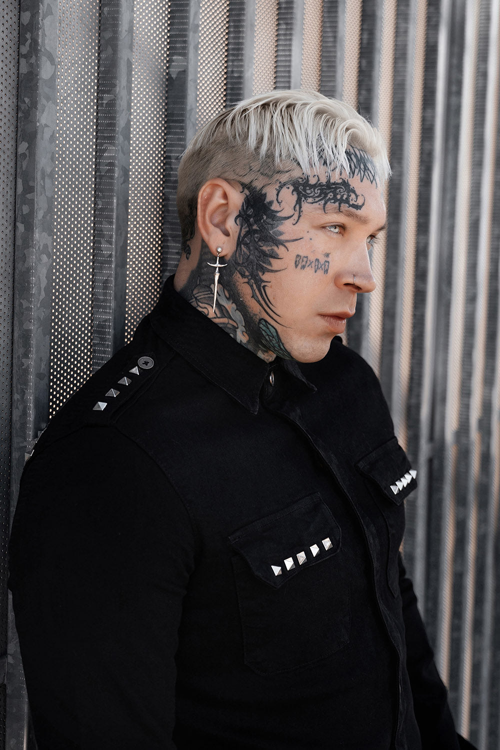 mens long sleeve button down punk shirt