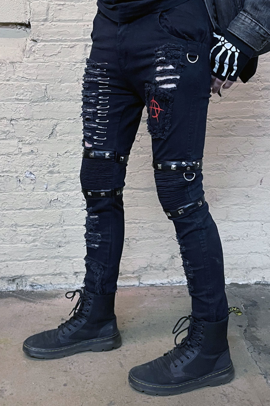 mens shredded emo slim fit jeans 