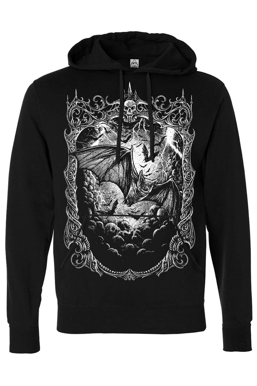 mens black gothic cameo frame hoodie with bat sleeves