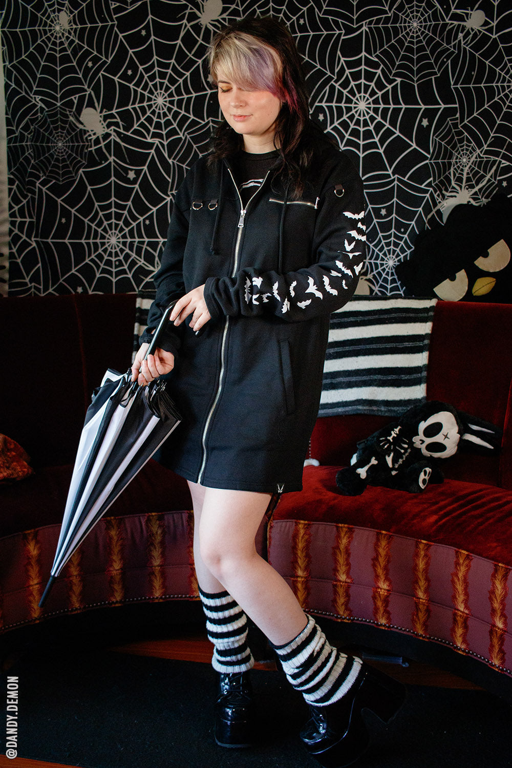 gothic hoodie with bat sleeves