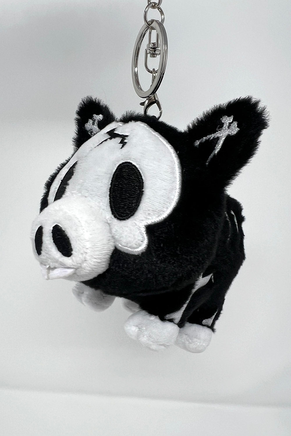 embroidered skeleton pig keychain stuffed toy for adults