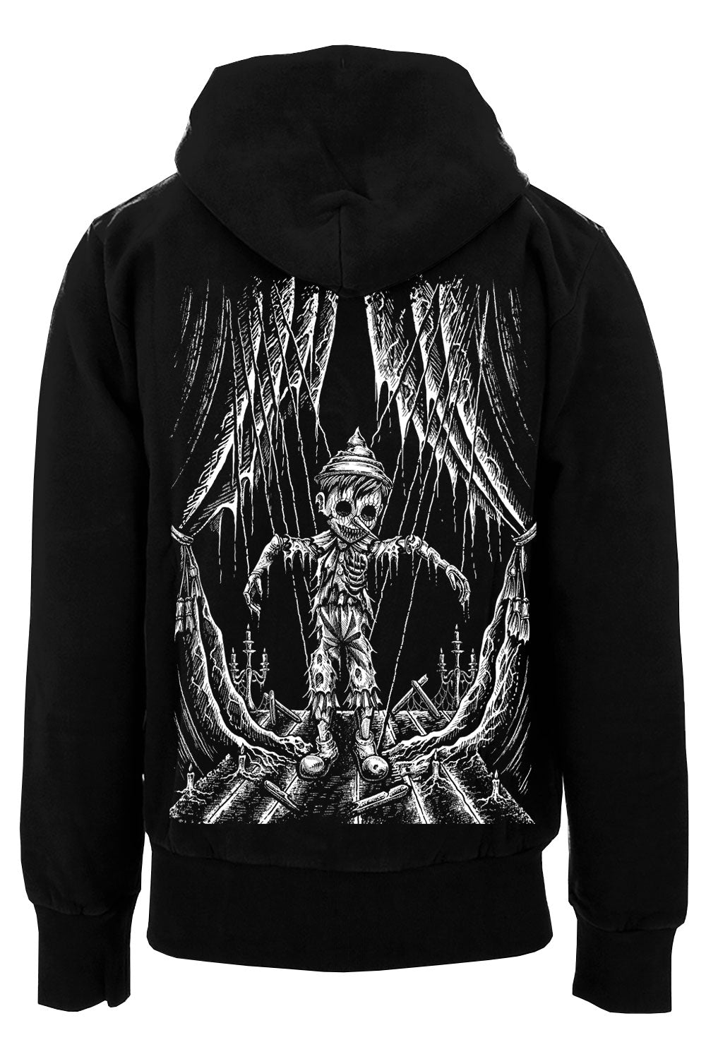 heavy metal haunting black cotton Pinocchio dark fairytale hoodie 