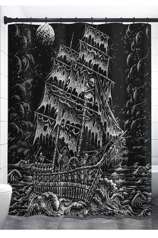 pirate ship gothic shower curtain