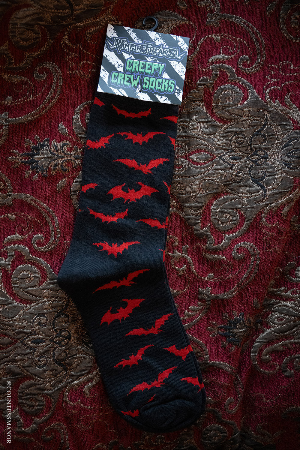 Creepy Crew Socks [Red Bats]