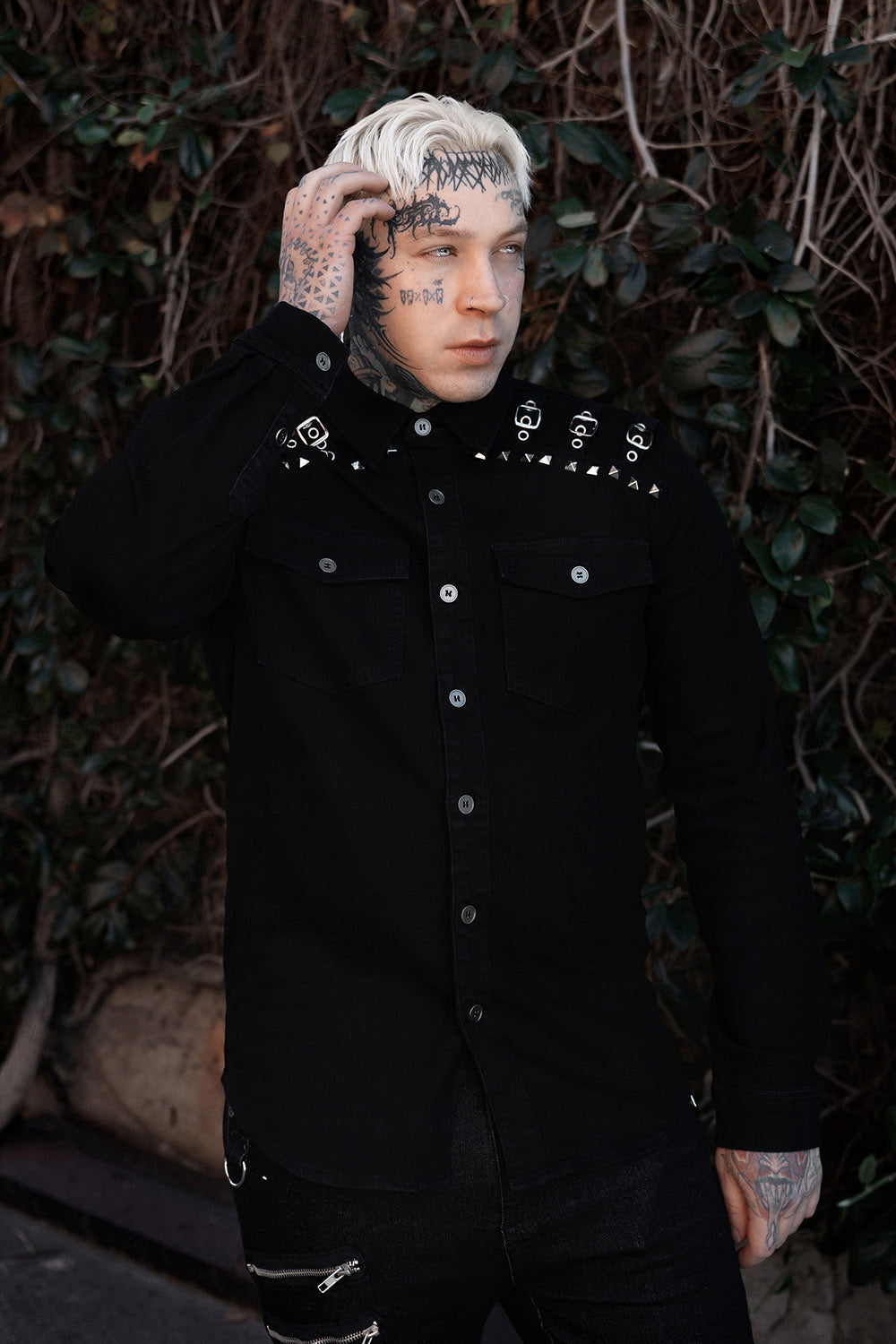 mens long sleeve gothic button-down shirt