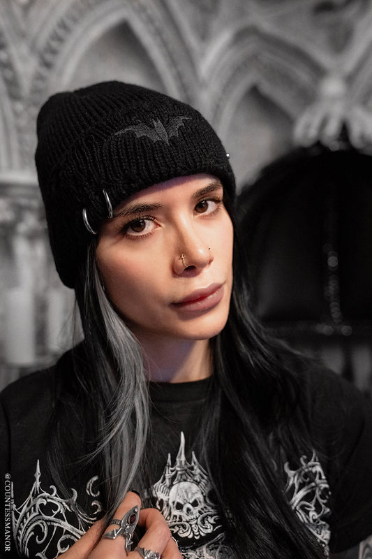 gothic piercing beanie 