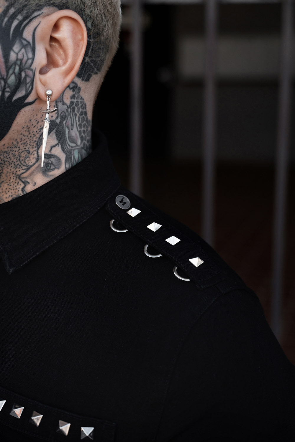 mens studded grunge gothic button down top