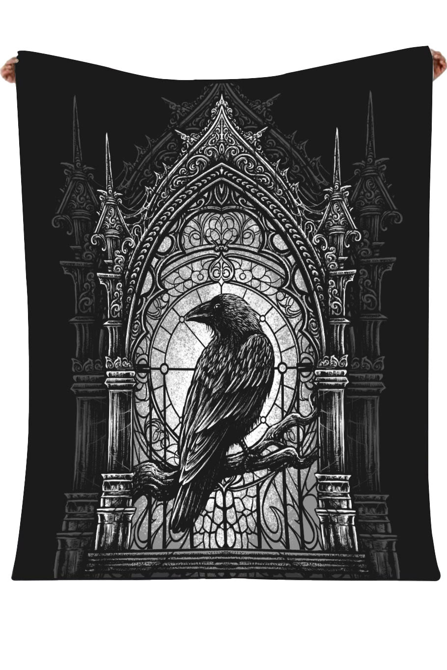 fleece gothic crow raven throw blanket 