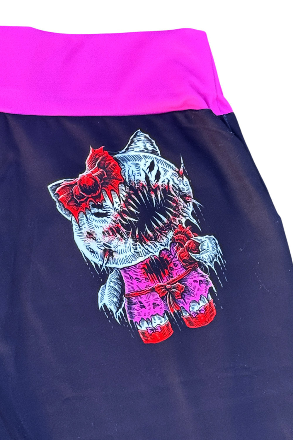 creepy cute womens black and pink striped flares