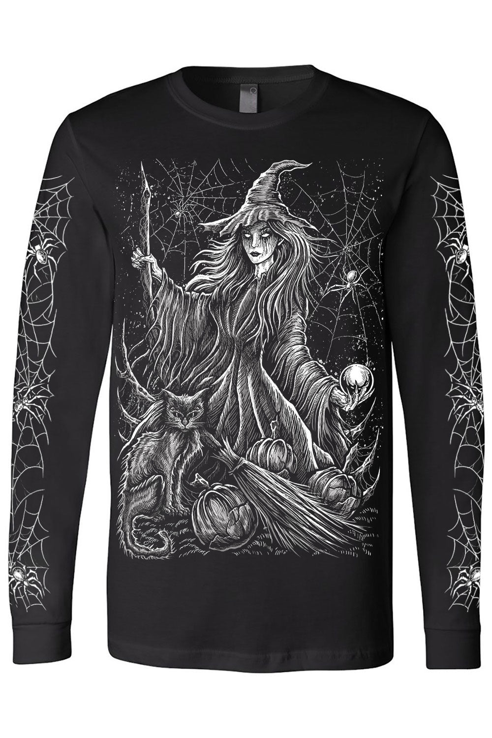 long sleeve gothic shirt with web sleeves
