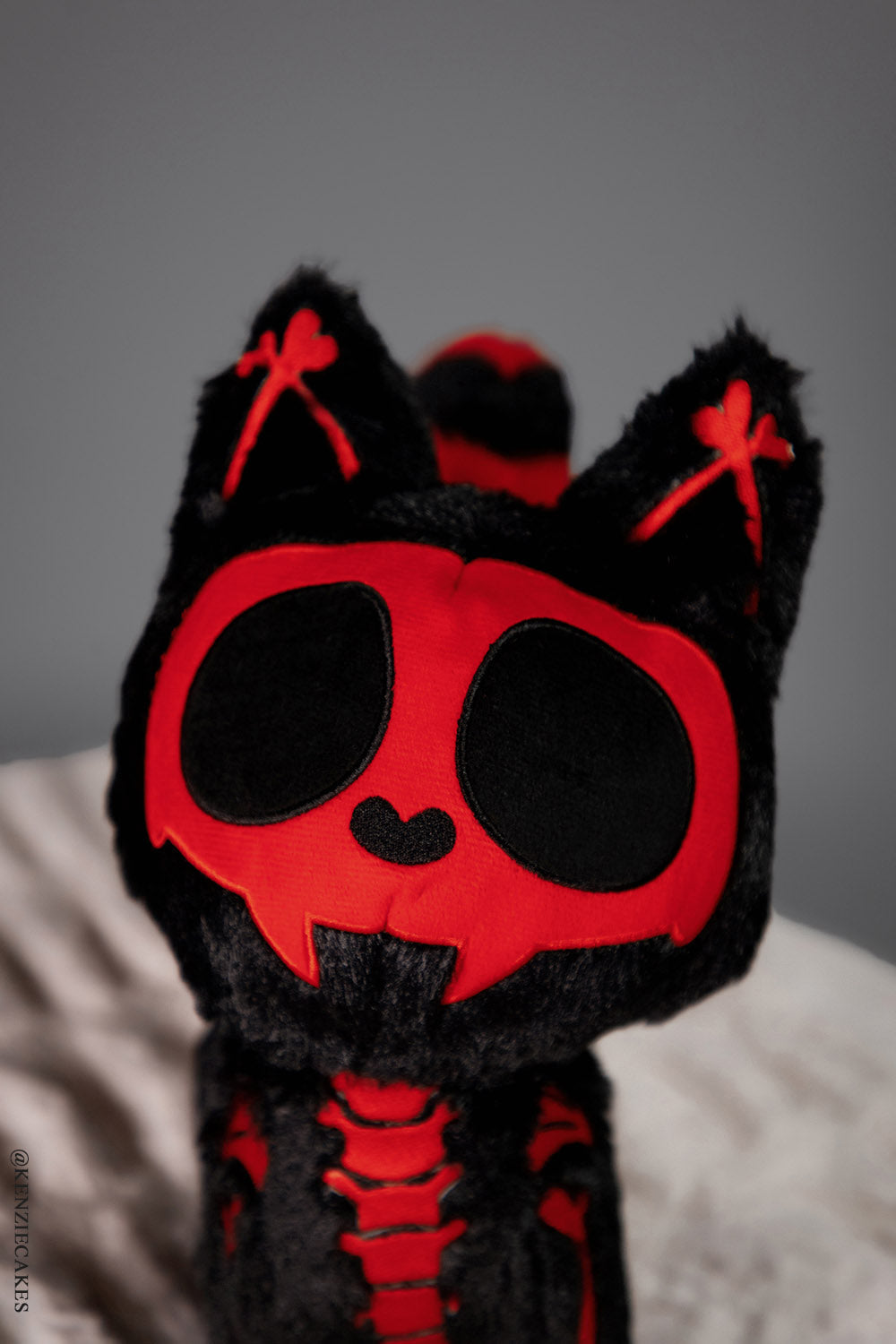 embroidered halloween skeleton cat plushie 