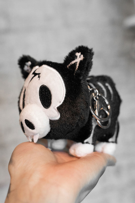 skeleton pig keychain plush