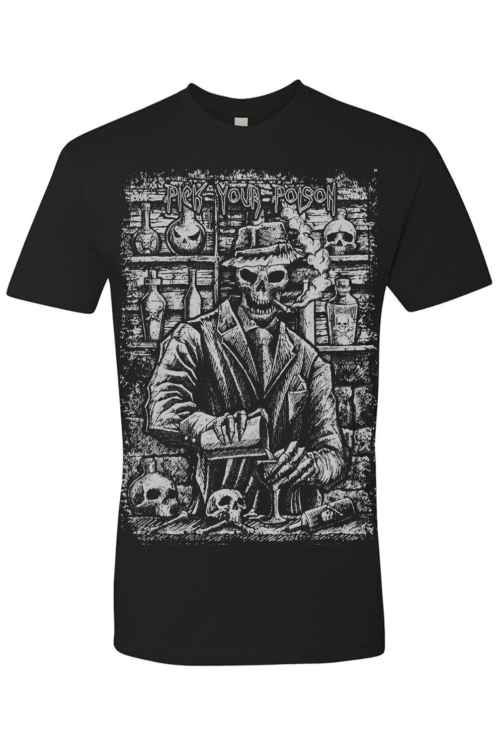 mens smoking skeleton graphic t-shirt