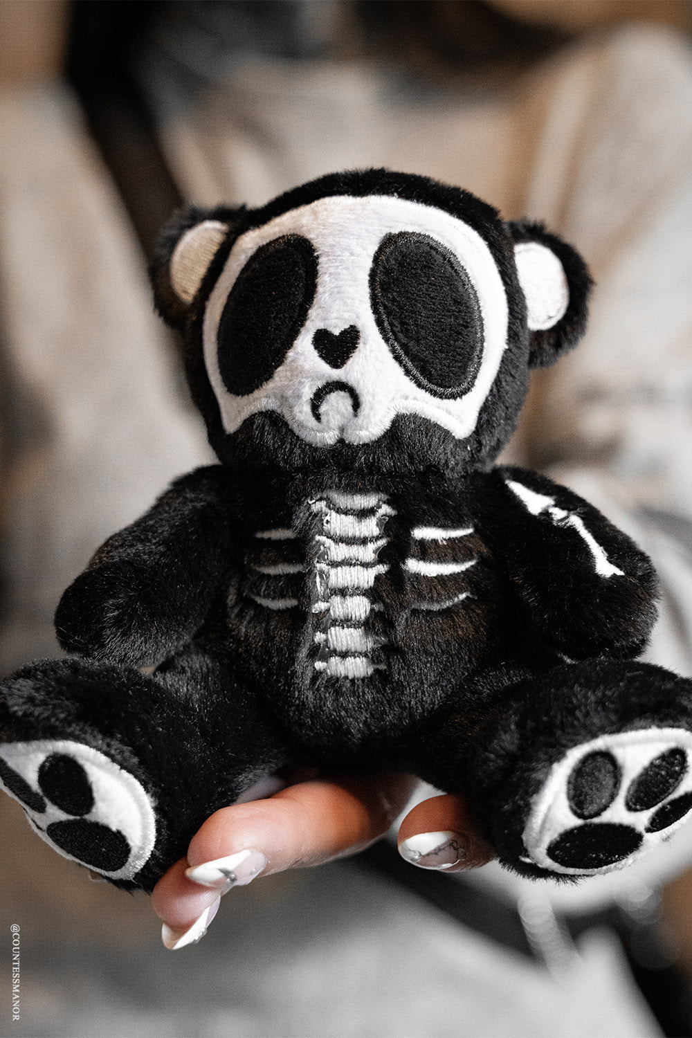 emo creepy cute skeleton teddy bear plush keychain 