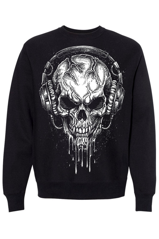 mens raver skull headphones sweater