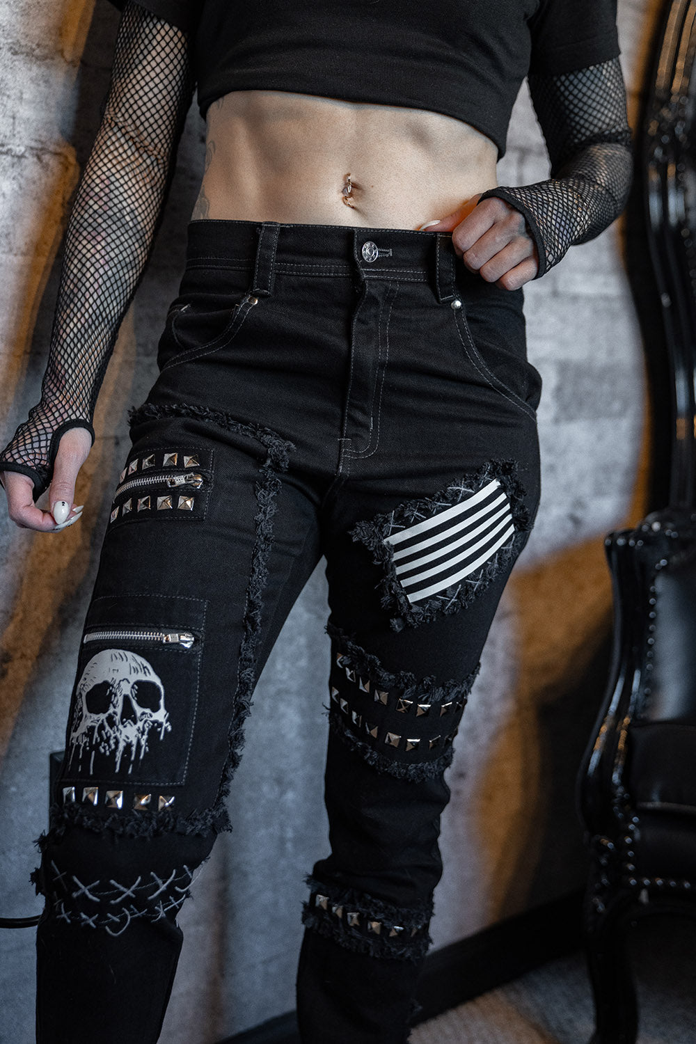distressed unisex grunge goth shredded jeans 