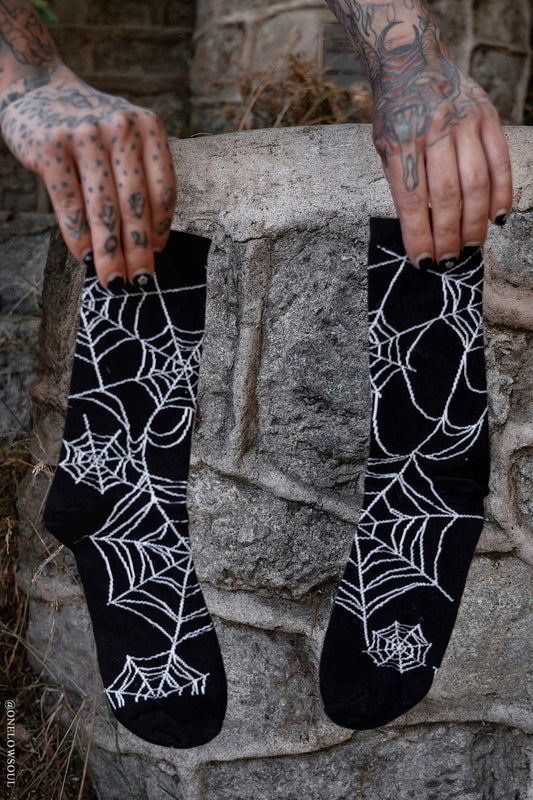 creepy spiderweb halloween socks
