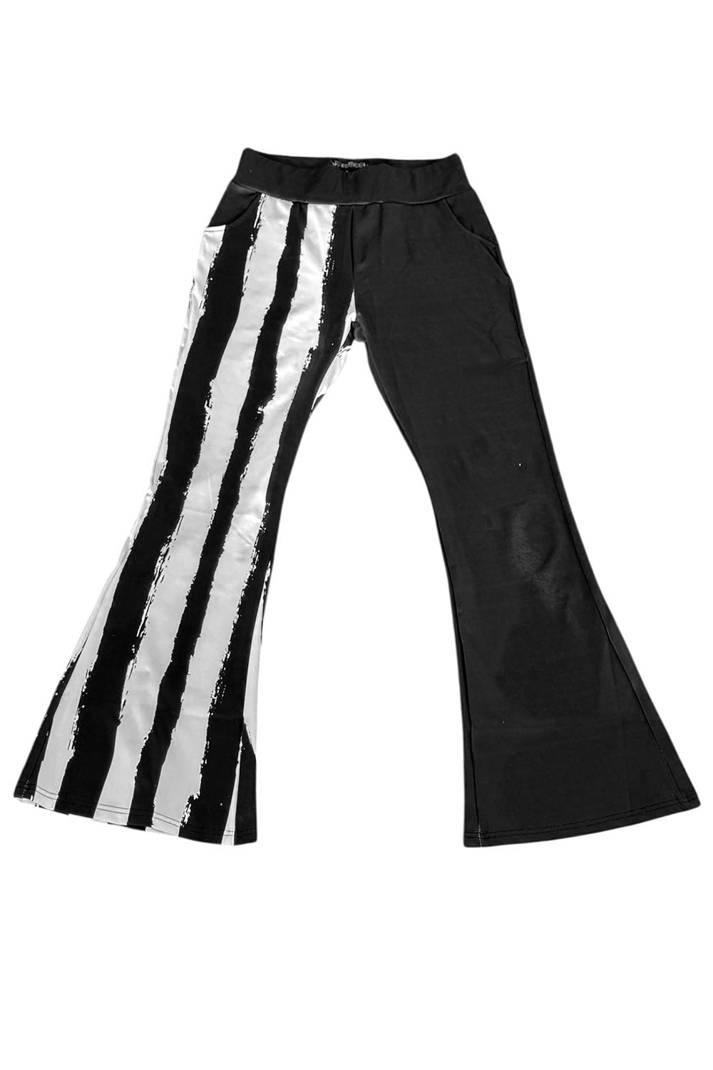 Black and white striped pants on a white background